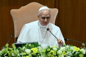 El papa León XIV durante la presentación de la encíclica Magnifica Humanitas