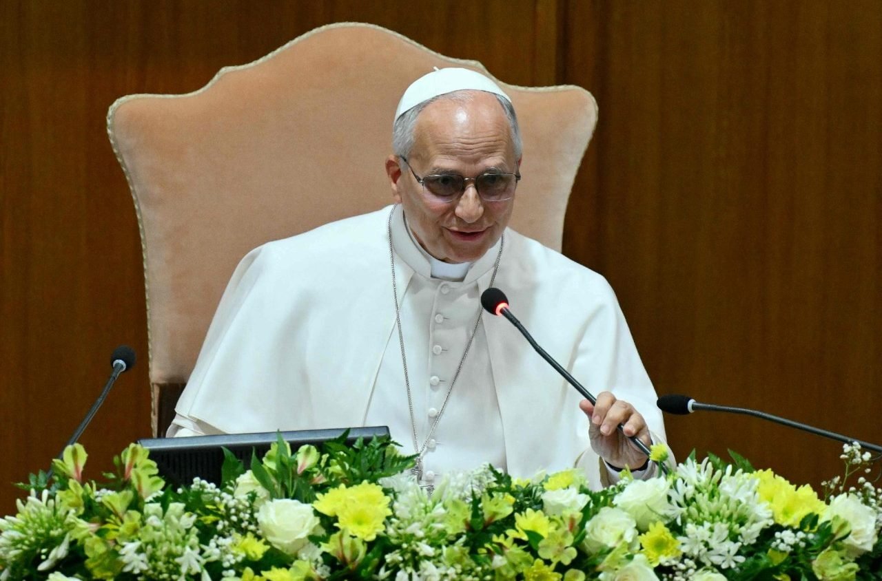 El papa León XIV durante la presentación de la encíclica Magnifica Humanitas